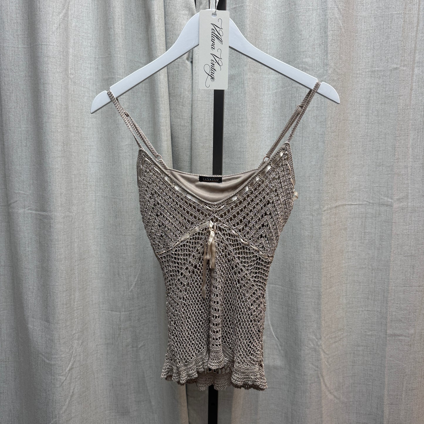 Tan Crochet Bow Tank Top