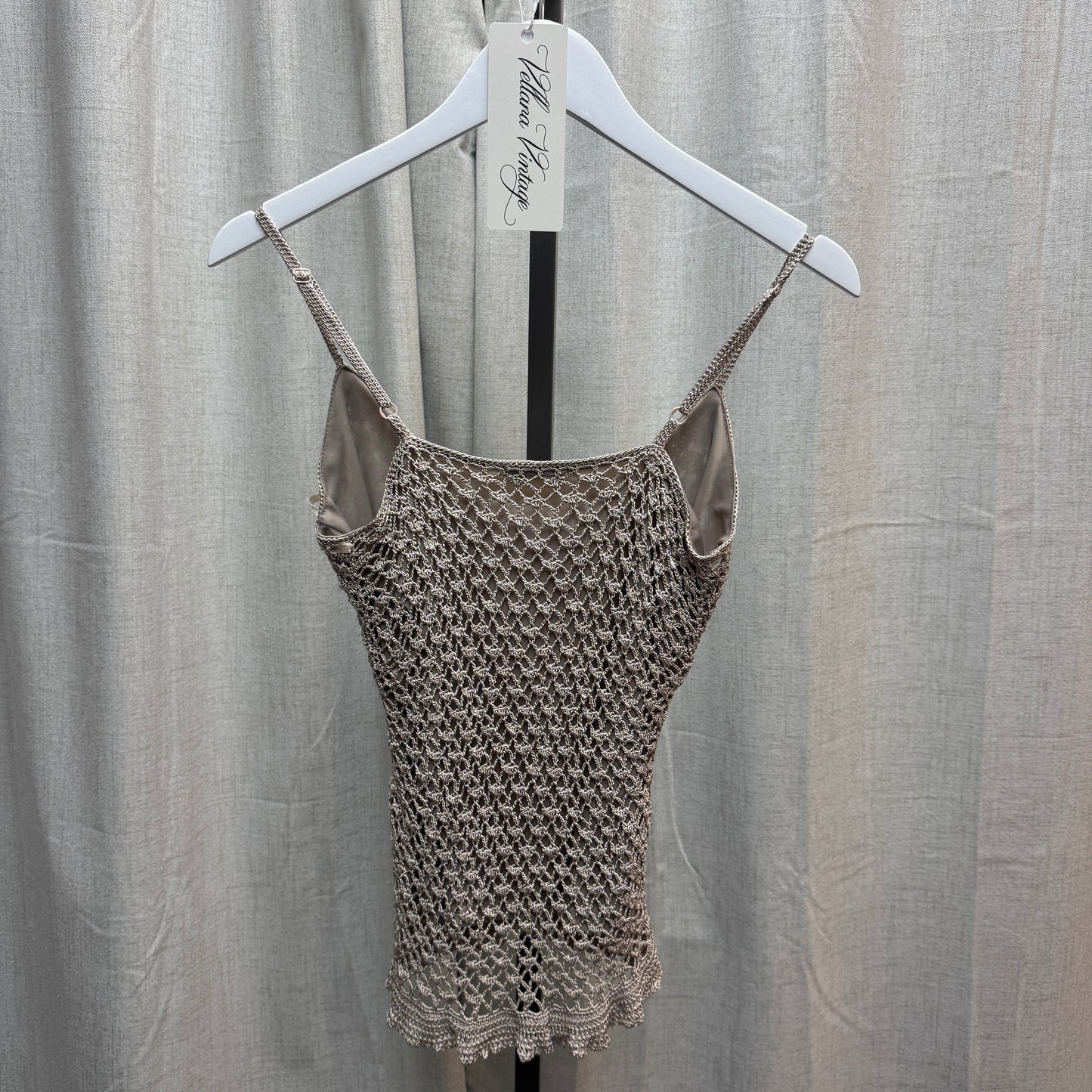 Tan Crochet Bow Tank Top