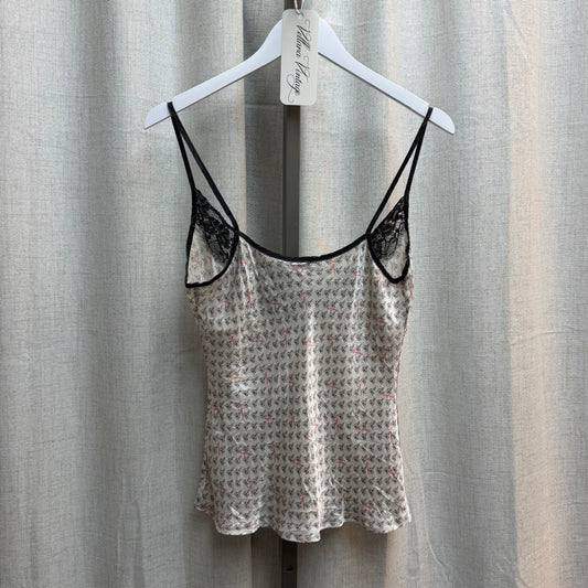 Dsquared House Print Cream Satin Cami with Black Lace