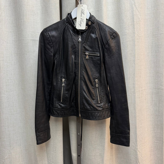 D&G Black Leather Jacket with Silver Hardware