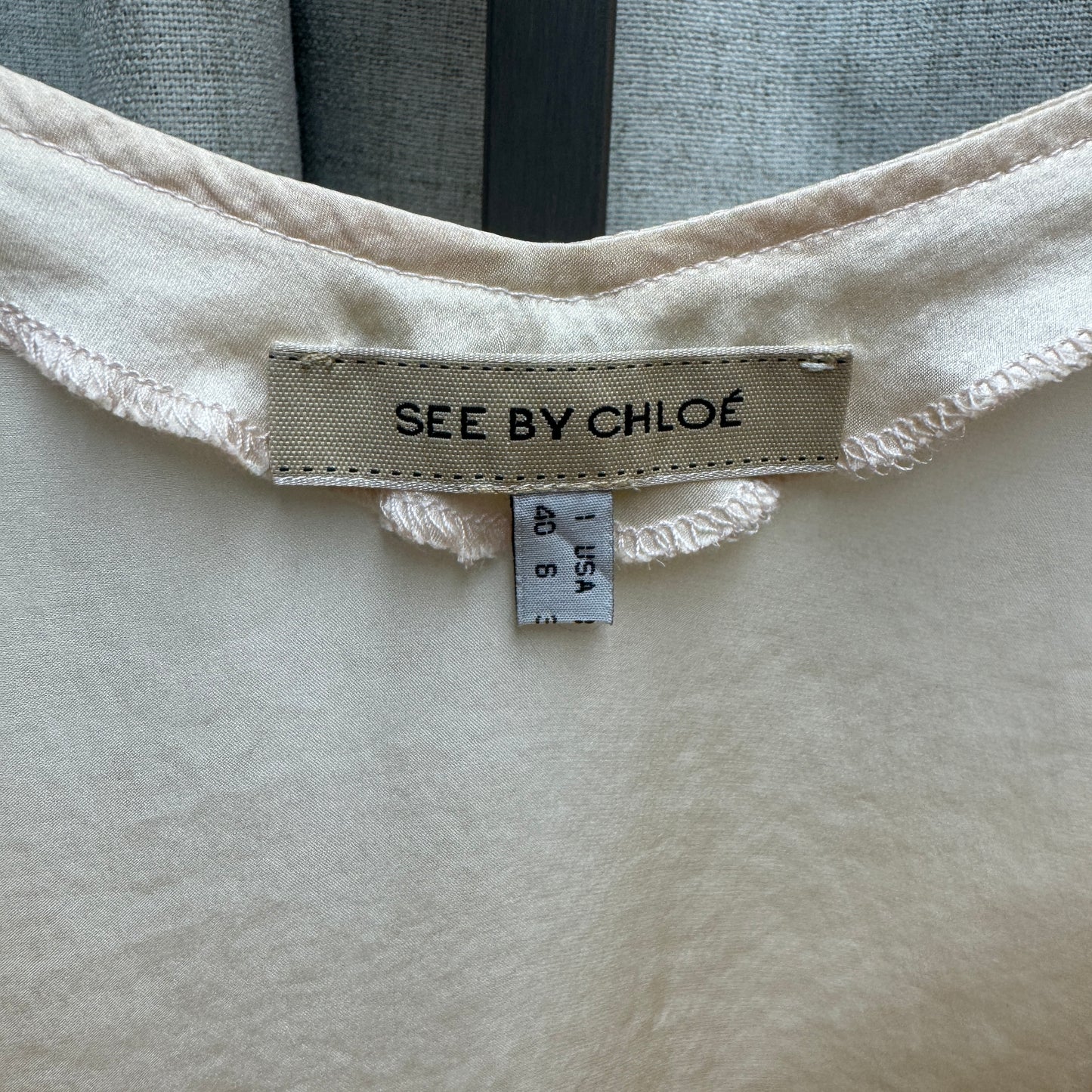 See by Chloé Blush Silk Ruffle Tank Top