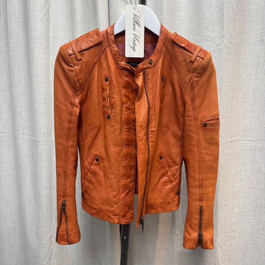 Plein Sud Jeanius Orange Leather Jacket