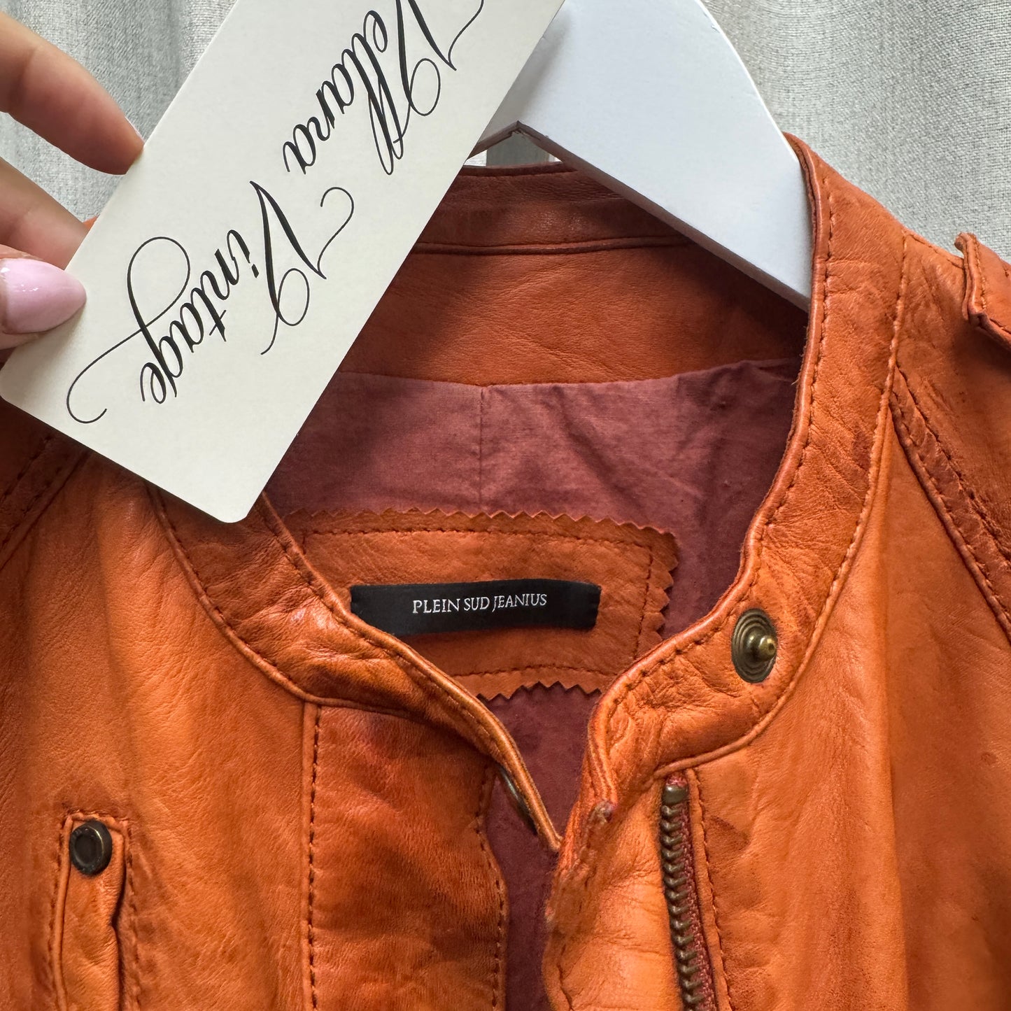 Plein Sud Jeanius Orange Leather Jacket