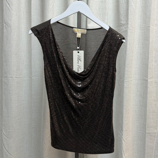 Brown Sequin Michael Kors Draped Top