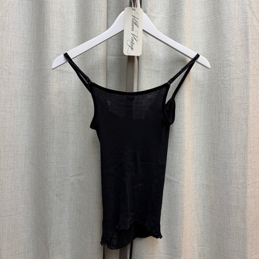 Oscalita Black Satin & Velvet Bow Tank Top