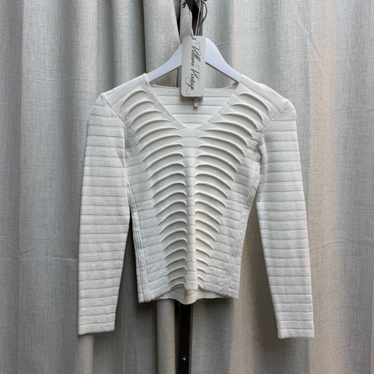 Armani V-Neck White Long Sleeve Top