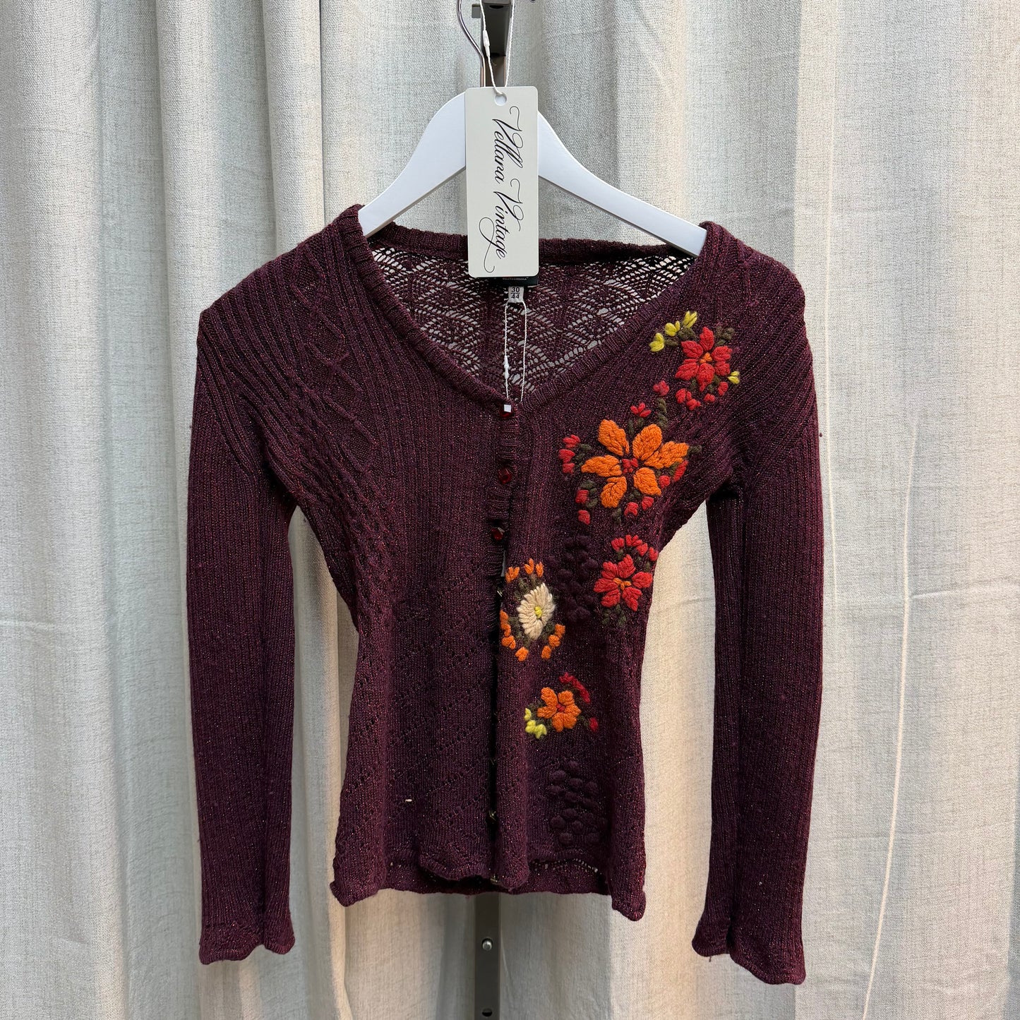 D&G Maroon Embroidered Cardigan