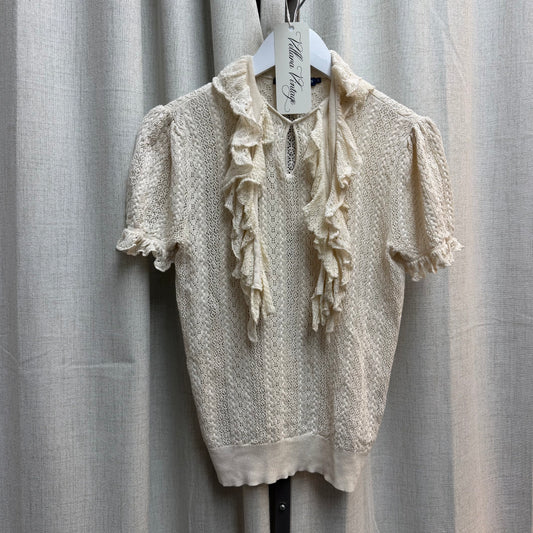 Ralph Lauren Cream Knit Ruffle Blouse