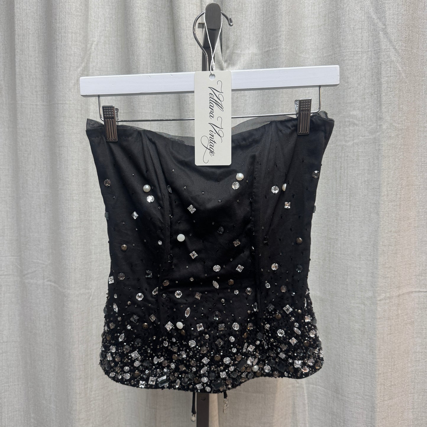 Patrizia Pepe Bedazzled Lace-Up Corset Top