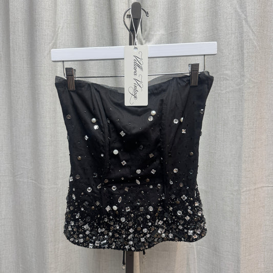 Patrizia Pepe Bedazzled Lace-Up Corset Top