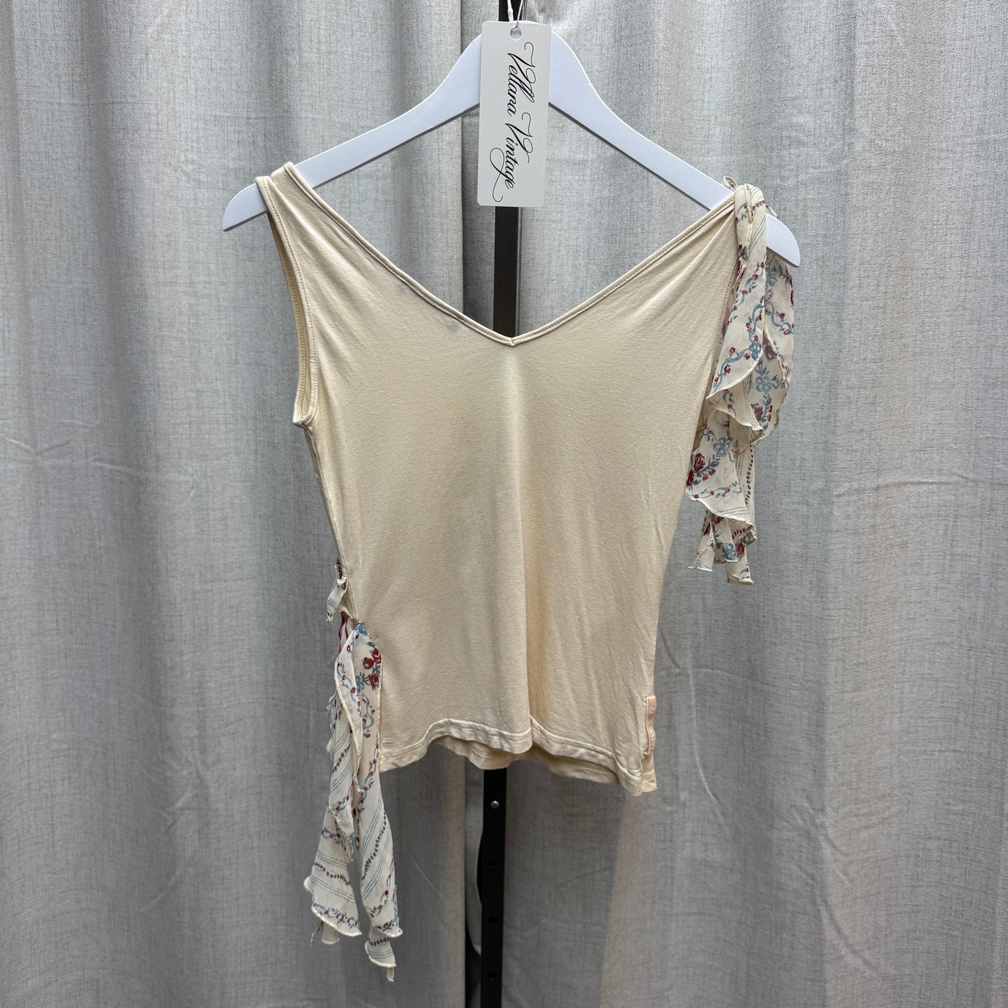 Morgan de Toi Floral Ruffle Asymmetrical Tank Top