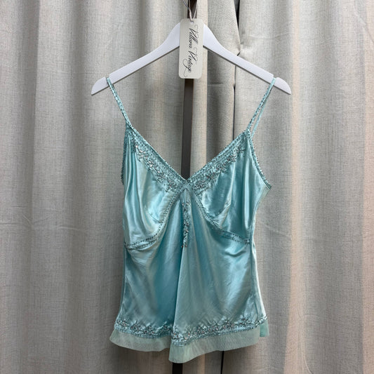 Turquoise Satin Beaded Cami