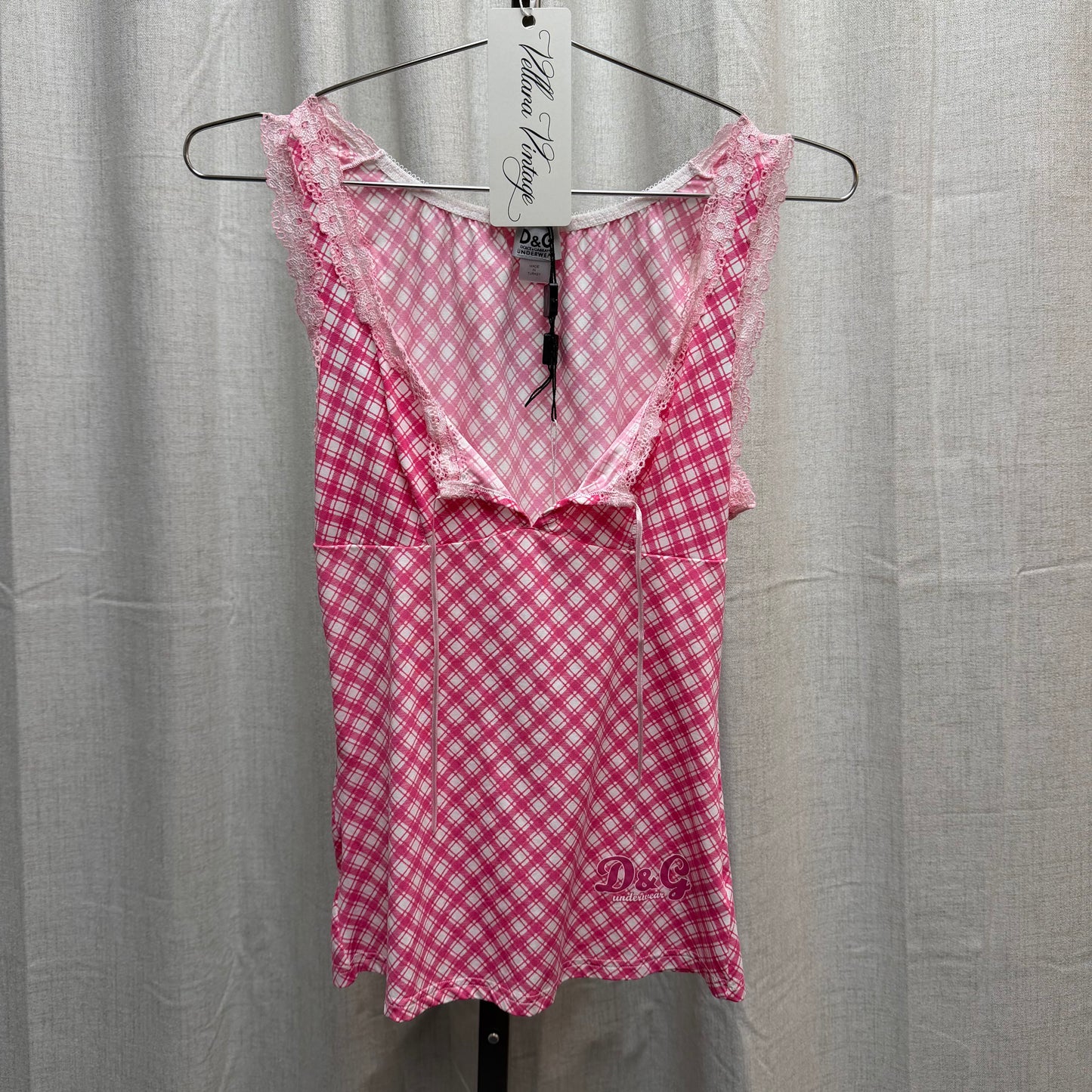 D&G Underwear Pink Plaid Cami