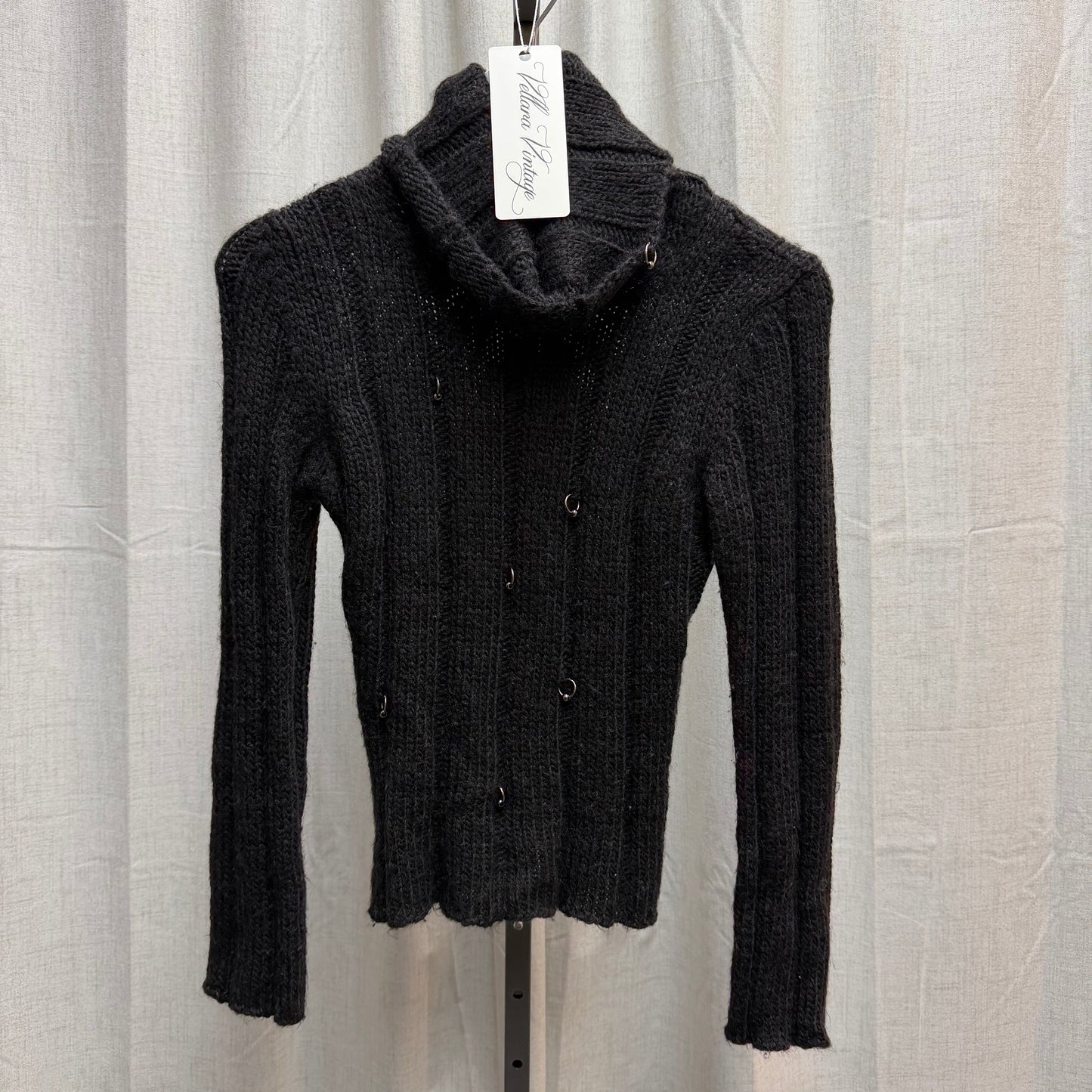 Pierced Charcoal Turtleneck Sweater