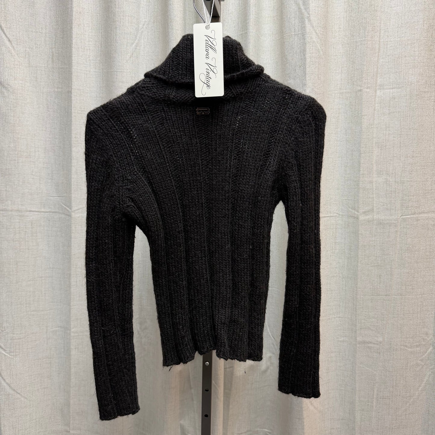Pierced Charcoal Turtleneck Sweater