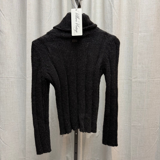 Pierced Charcoal Turtleneck Sweater