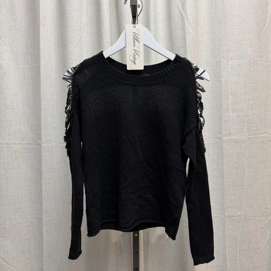 Black Distressed Pullover Sweater