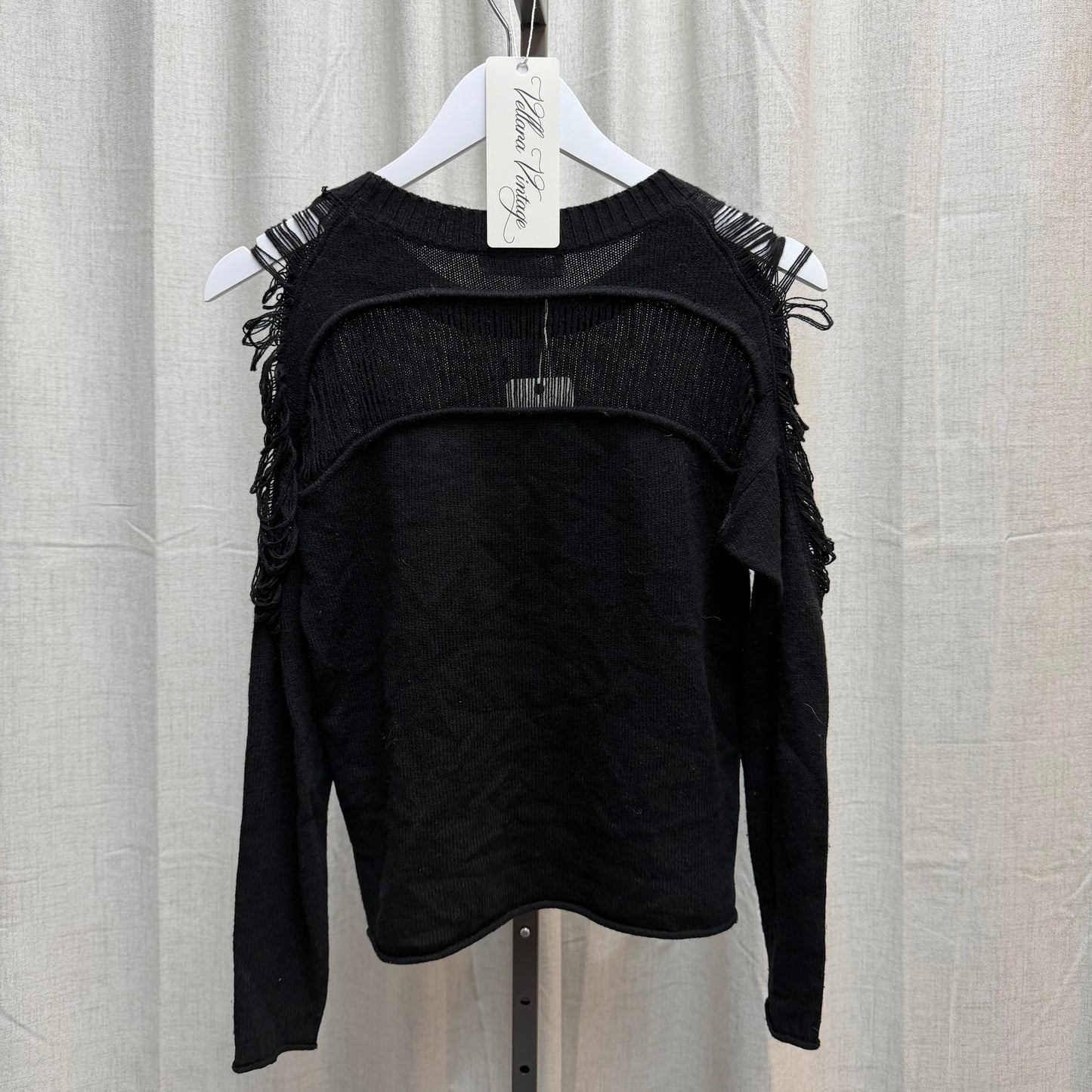 Black Distressed Pullover Sweater