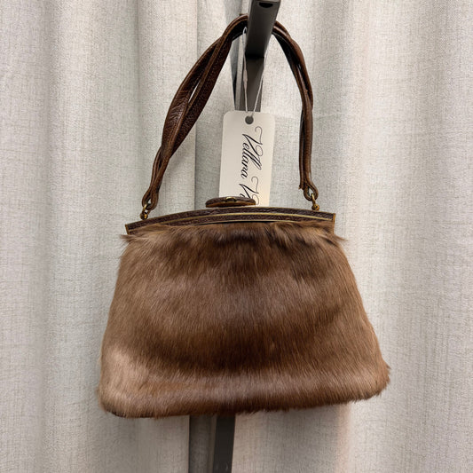 Brown Ponyhair Clasp Shoulder Bag