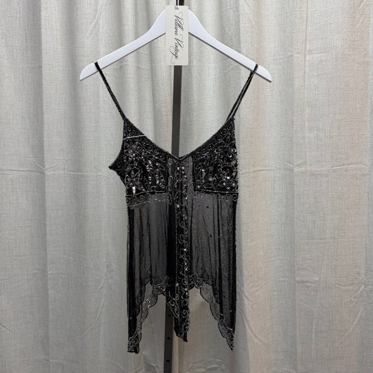 Black & Silver Sheer Beaded Fairy Top