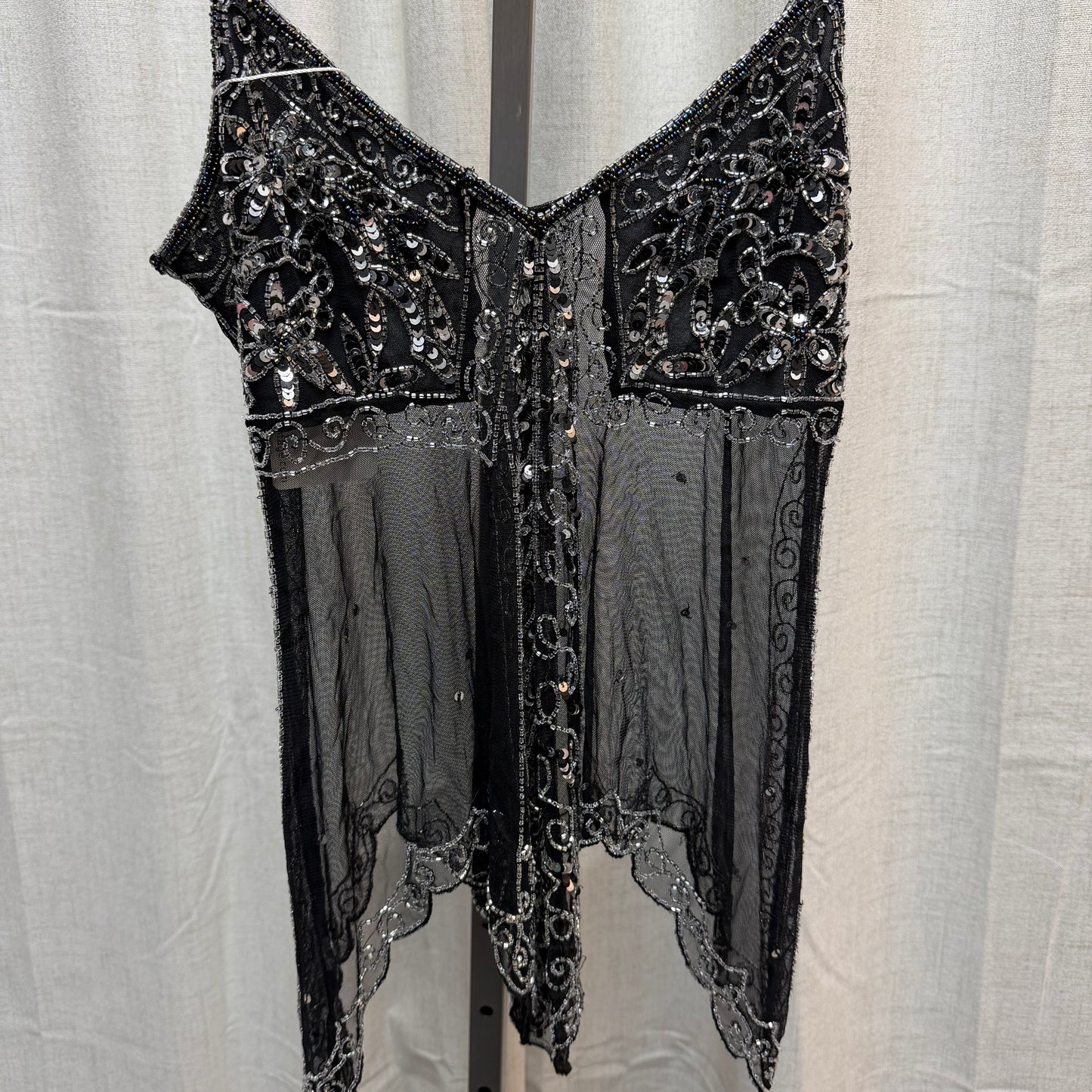 Black & Silver Sheer Beaded Fairy Top