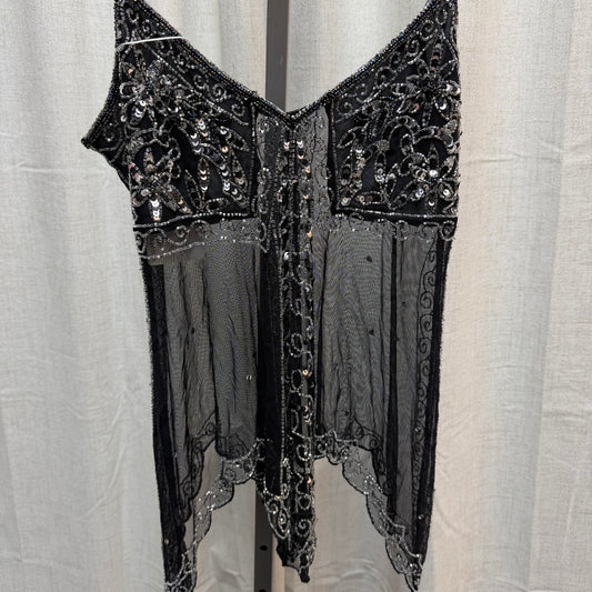 Black & Silver Sheer Beaded Fairy Top