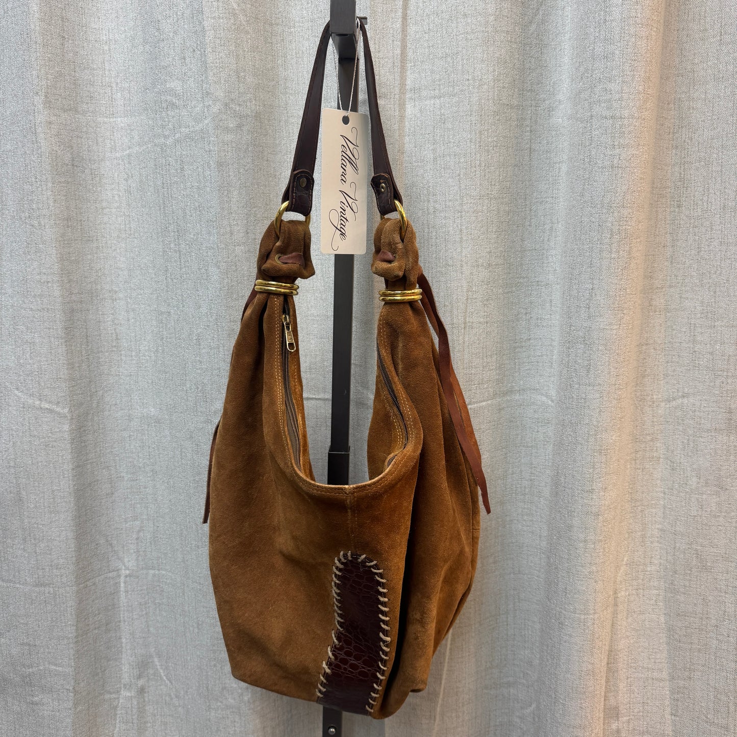 Brown Suede Slouchy Hobo Bag