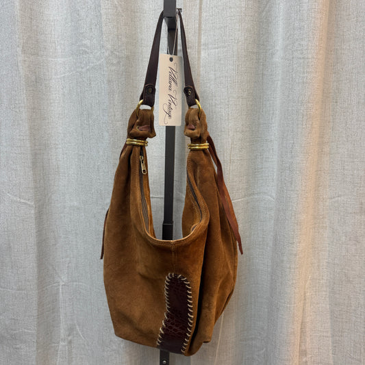 Brown Suede Slouchy Hobo Bag