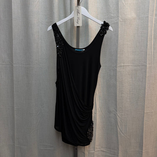 Black Draped Mini Dress with Sequins