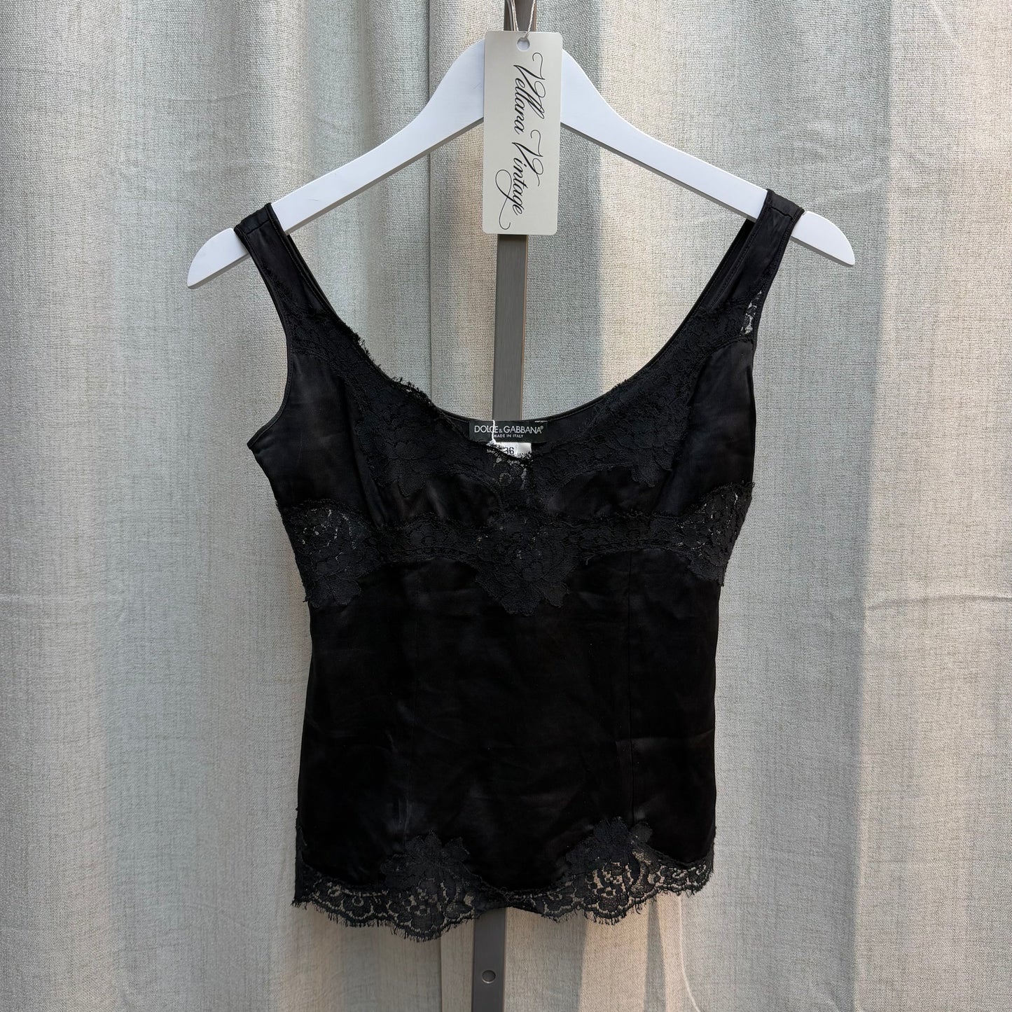 Dolce & Gabbana Black Lace & Silk Cami
