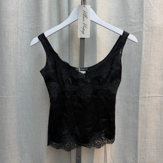 Dolce & Gabbana Black Lace & Silk Cami