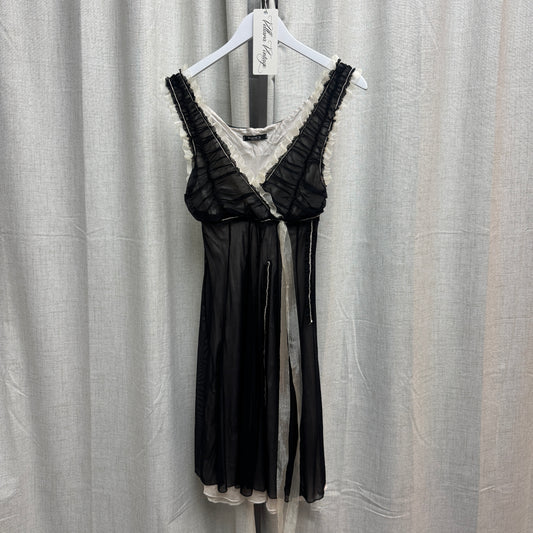 Siste's Black & White Layered Knee-Length Dress