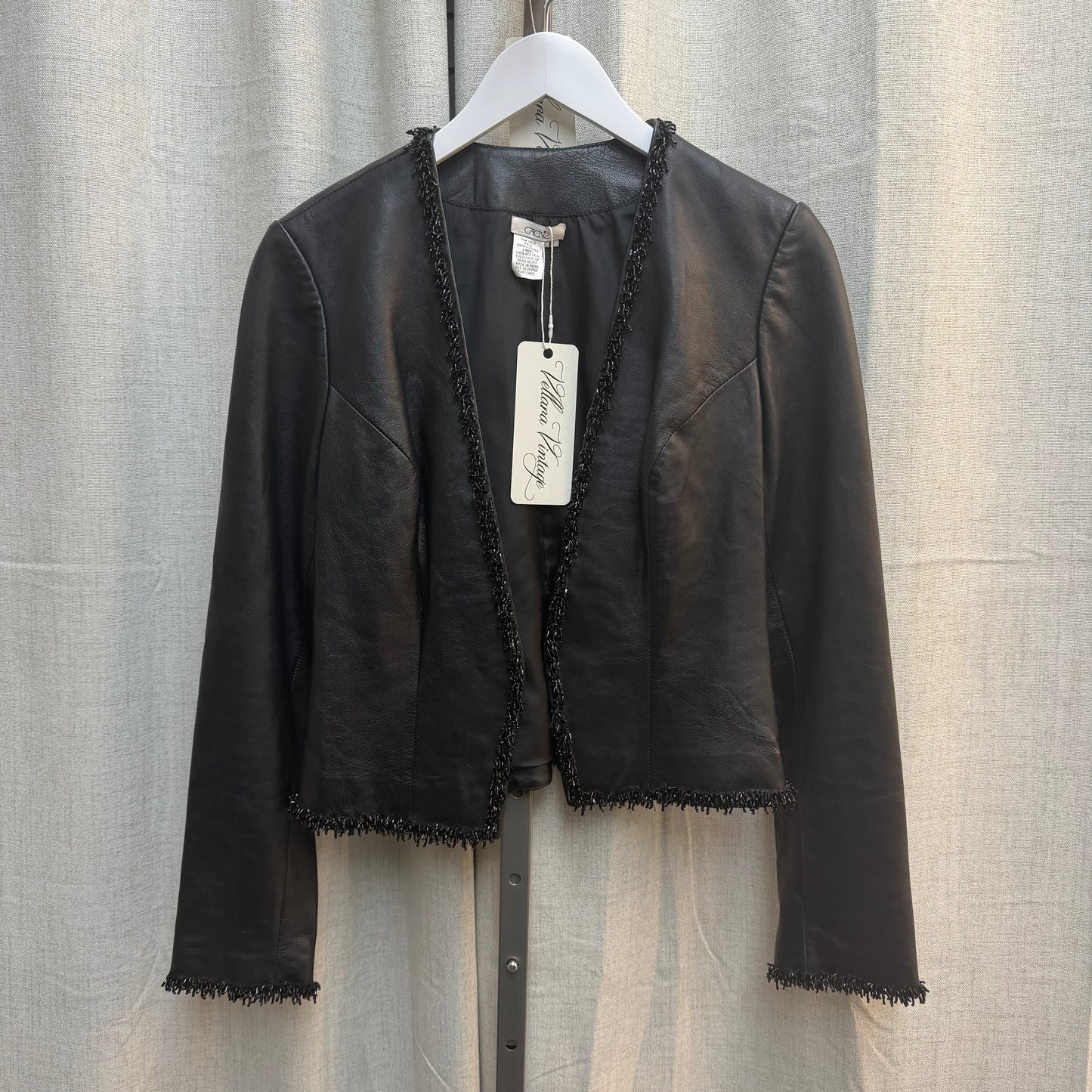 Cache Black Embellished Leather Jacket