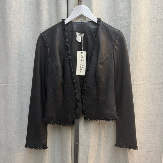 Cache Black Embellished Leather Jacket