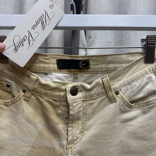 Roberto Cavalli F/W 2003 Beige & White Zodiac Print Flare Pants