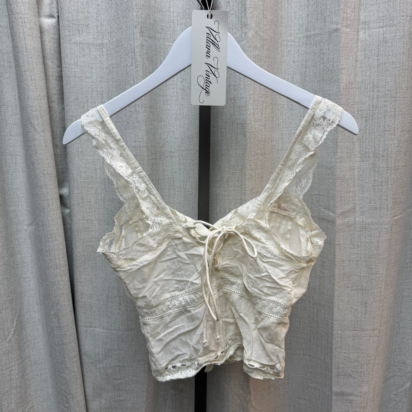 White Lace Corset-Style Tank Top