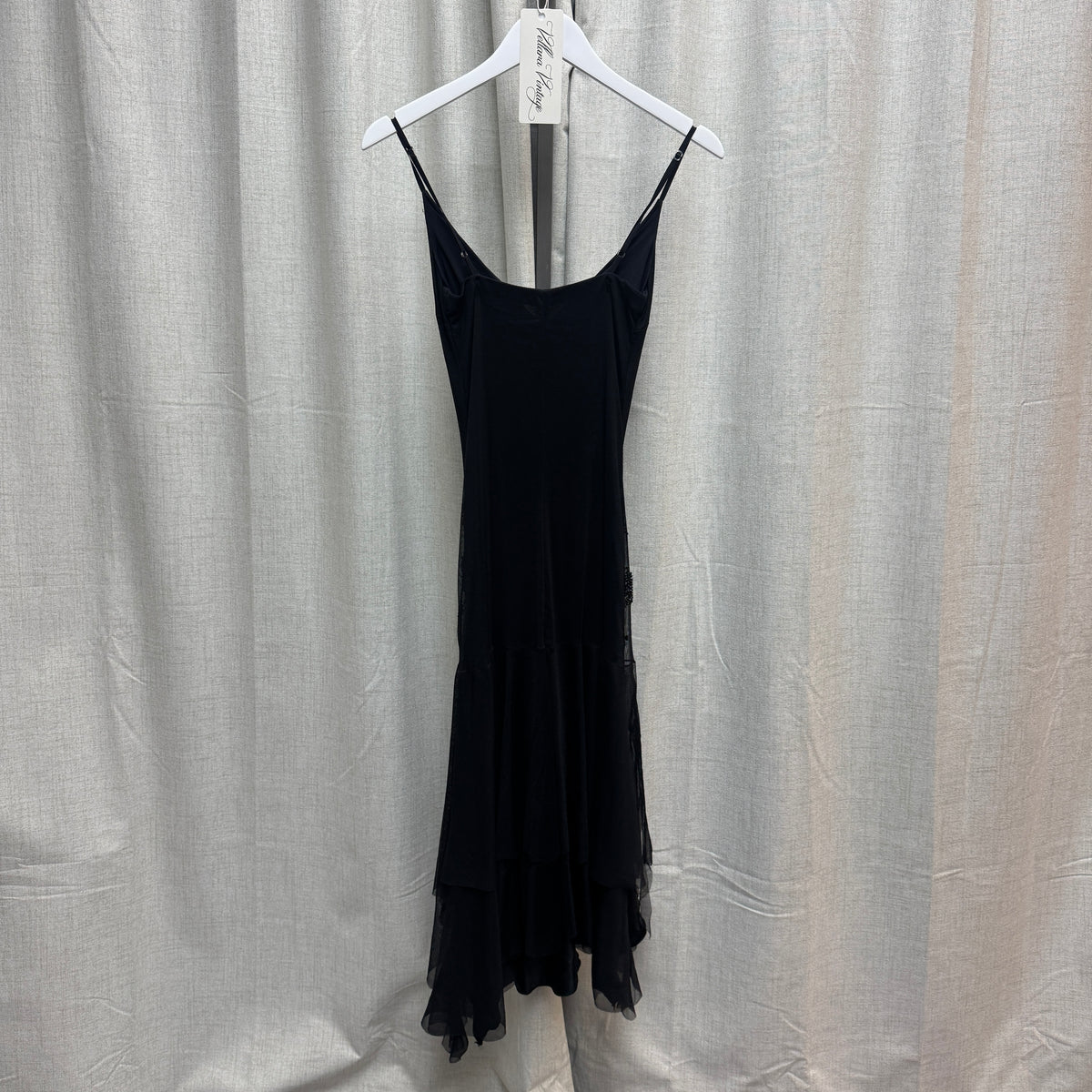 Black Stud Beaded Pleated Midi Dress