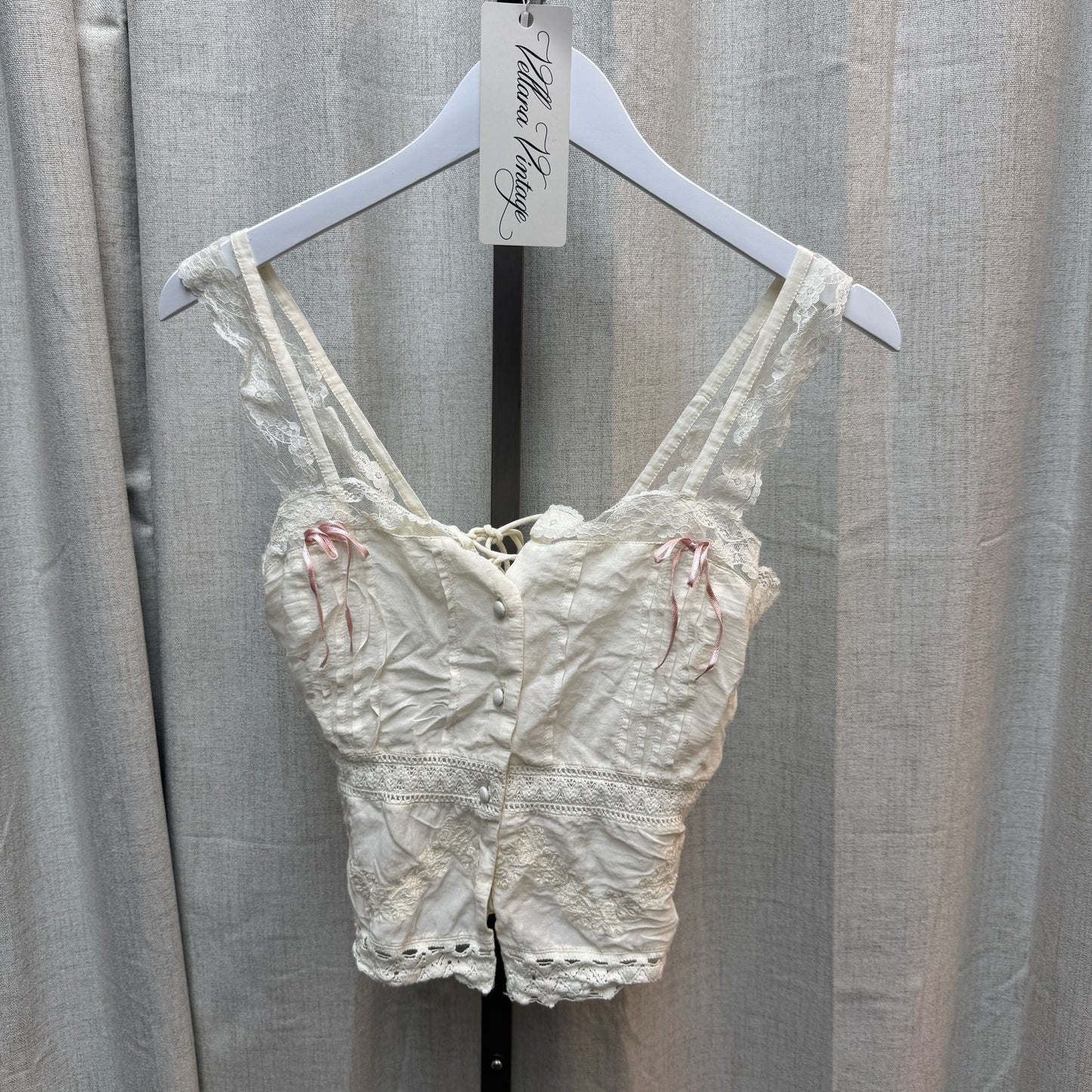 White Lace Corset-Style Tank Top