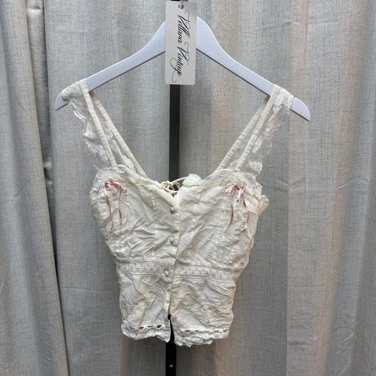 White Lace Corset-Style Tank Top