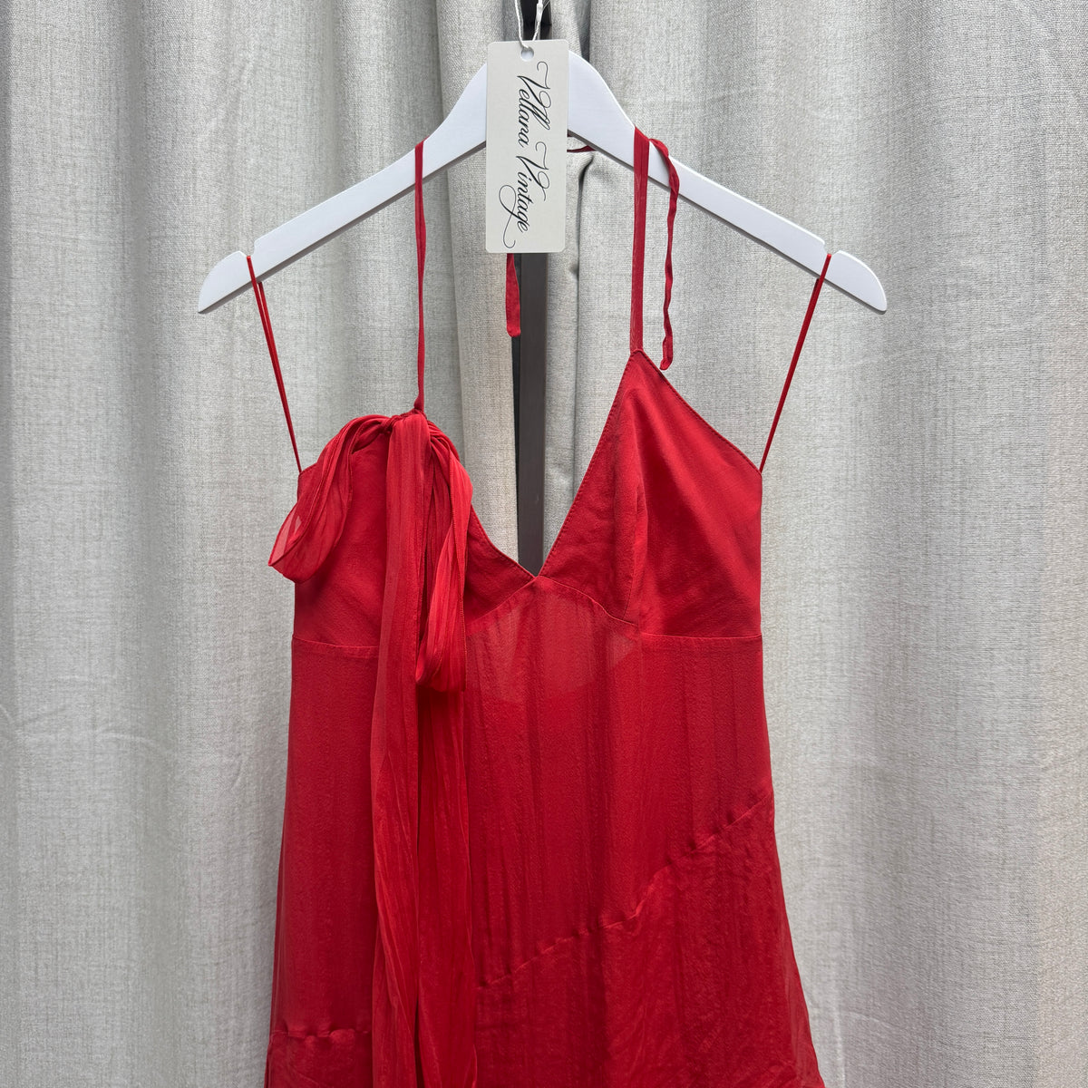 Roberto Verino Red Silk Tiered Halter Knee-Length Dress