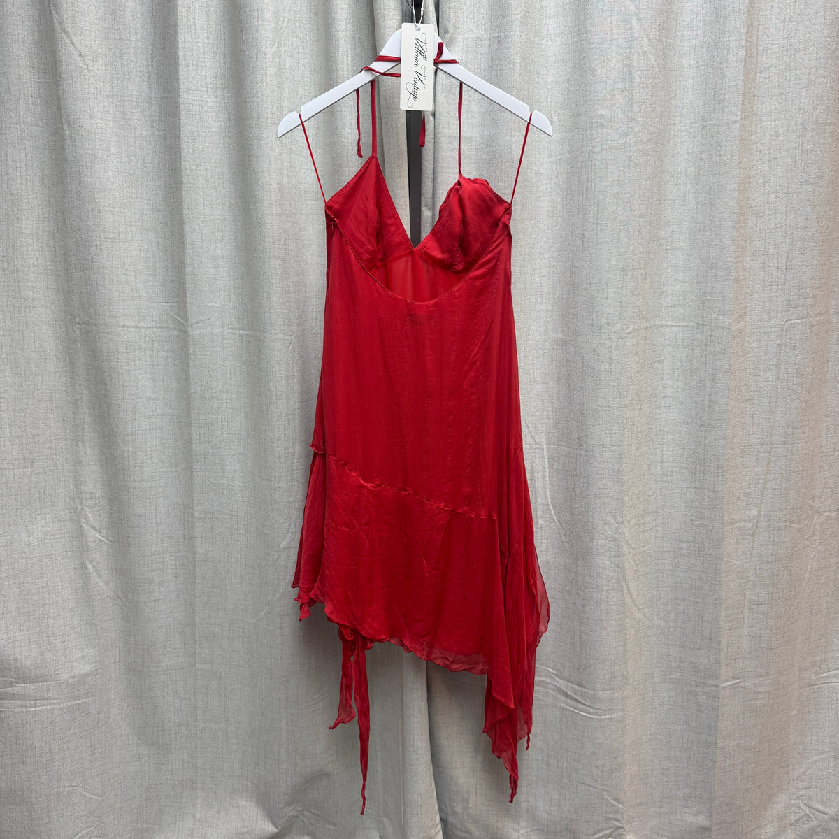 Roberto Verino Red Silk Tiered Halter Knee-Length Dress