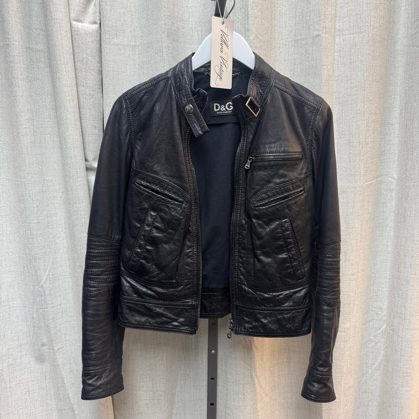 D&G Black Leather Biker Jacket