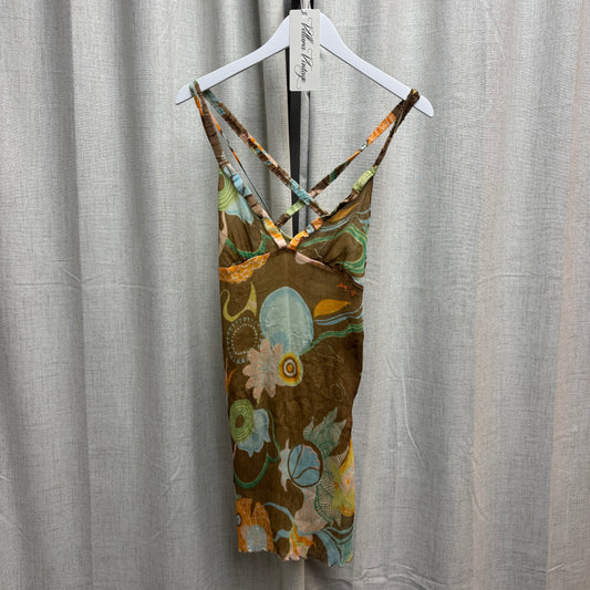 Miss Sixty Brown Silk Floral Mini Dress