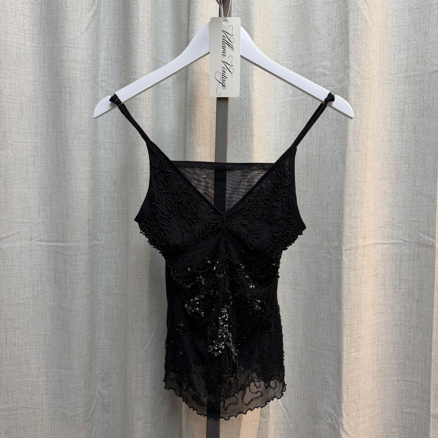 Y2K Beads and Mesh Black Cami