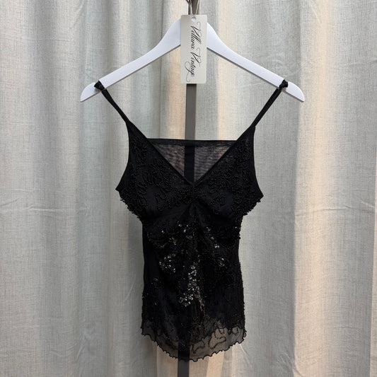 Y2K Beads and Mesh Black Cami