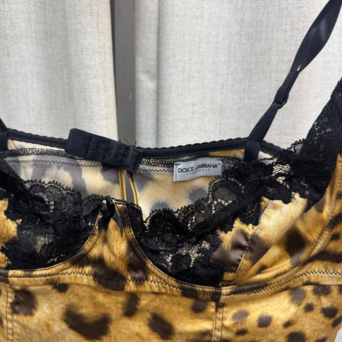 Dolce & Gabbana Leopard Print Black Lace Corset Top