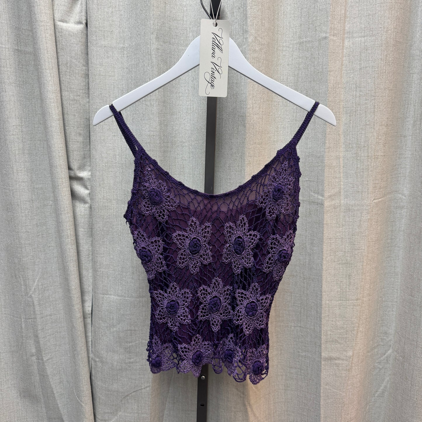Purple Floral Crochet Tank Top