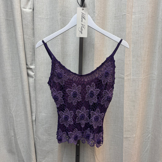 Purple Floral Crochet Tank Top
