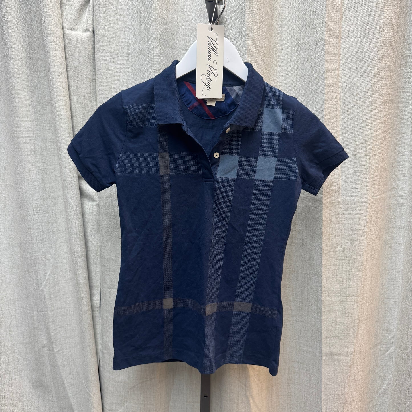 Blue Burberry Brit Short Sleeve Polo Top