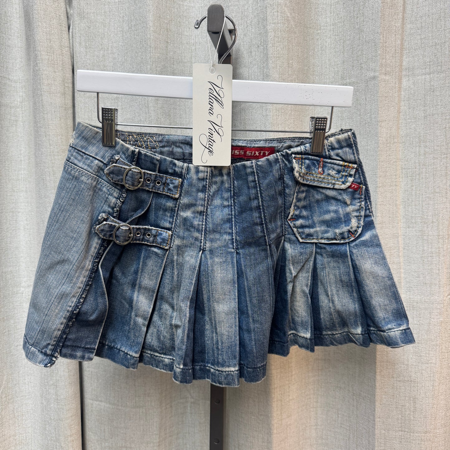 Miss Sixty Y2K Pleated Denim Mini Skirt